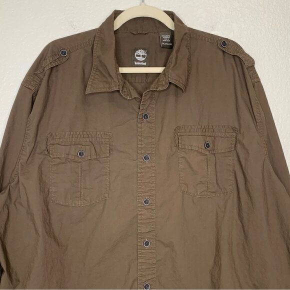 Timberland 100% Cotton Brown Button Down Men’s Shirt, Size 2XL - Picture 3 of 11